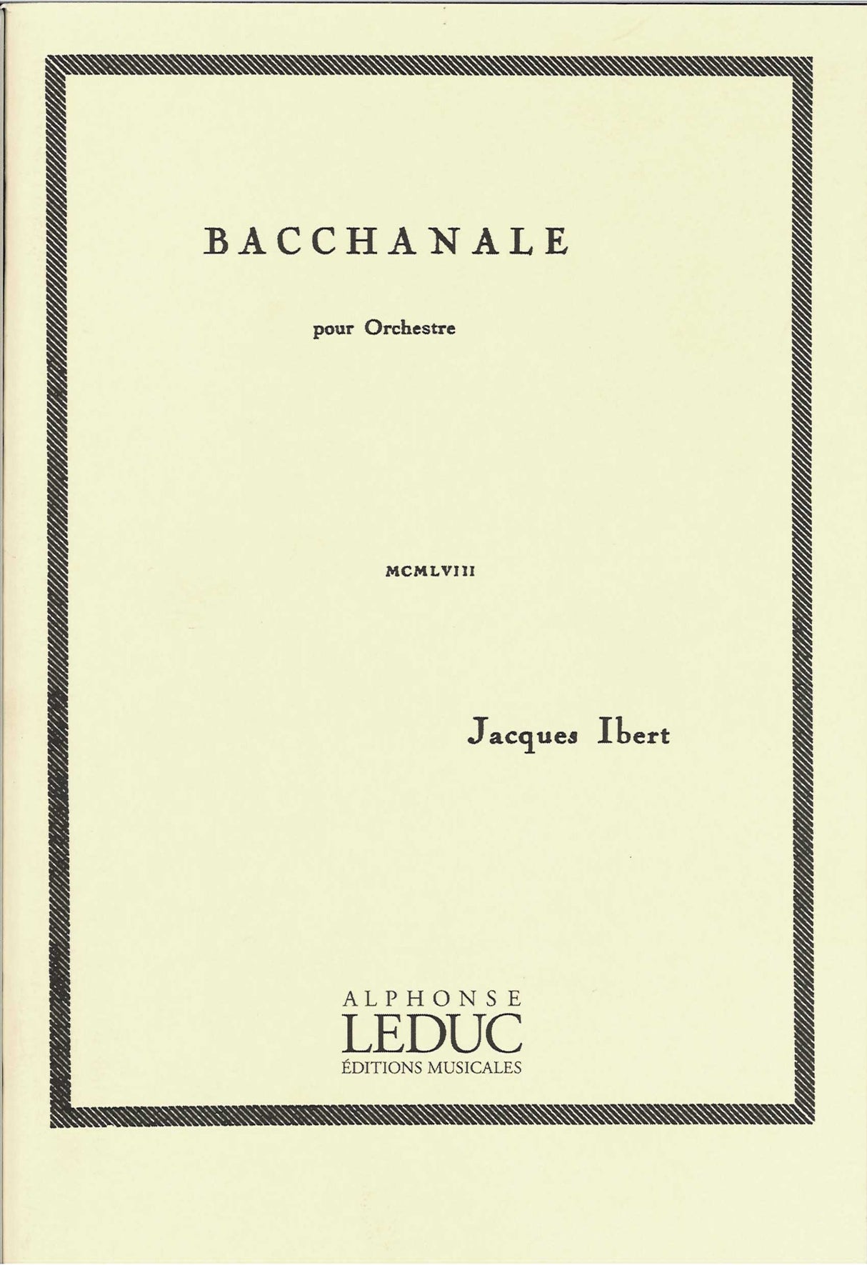 Ibert, Bacchanale pour orchestre (Leduc)