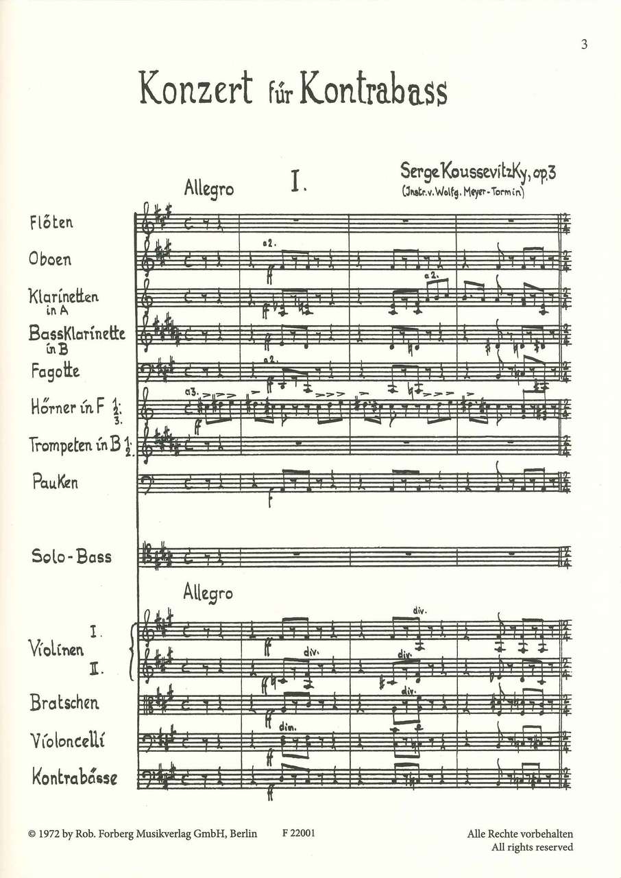 Koussevitzky, Concerto for Contrabass (Forberg)