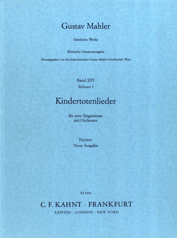 Mahler, Kindertotenlieder (mit Orch) (Kahnt)