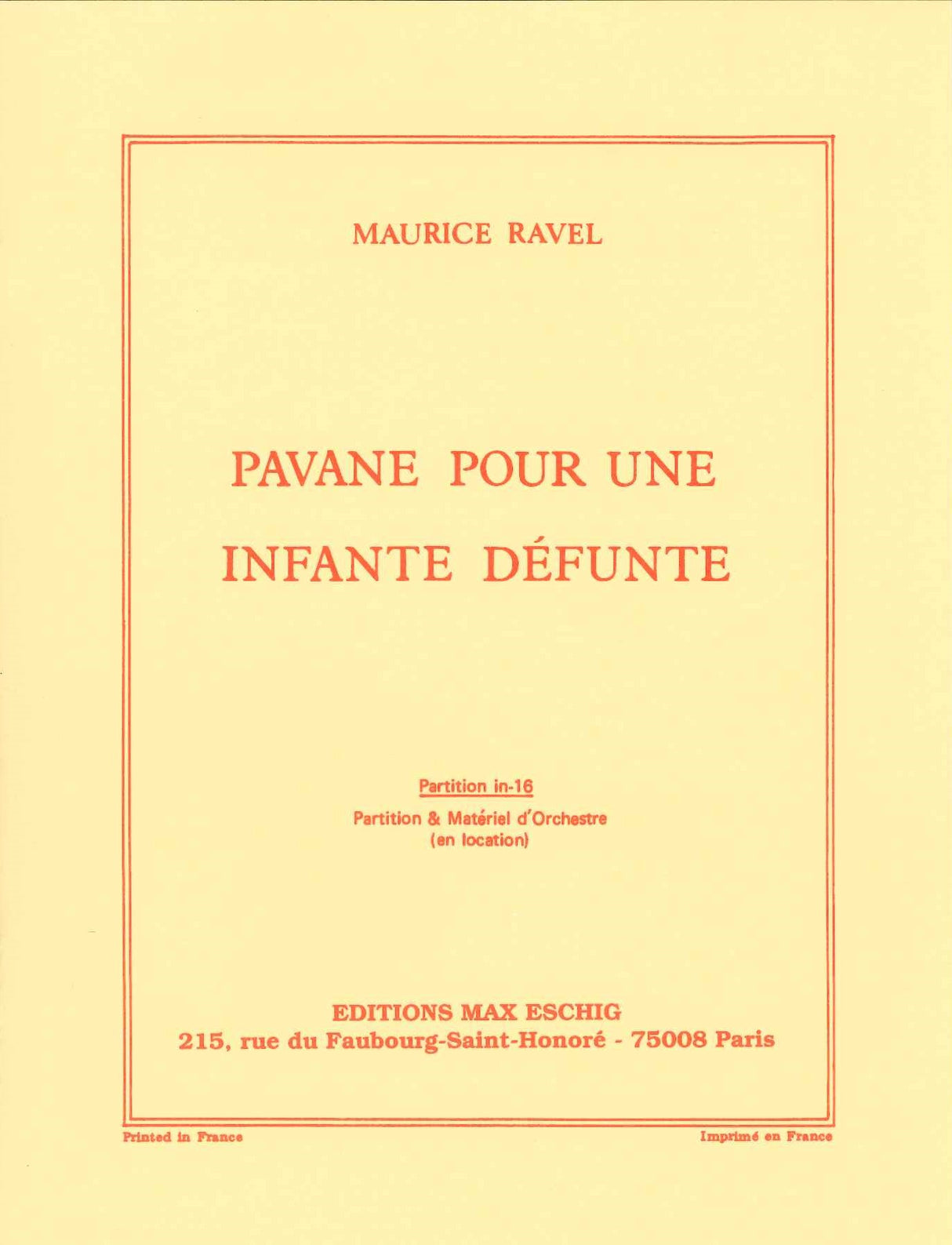 Ravel, Pavane pour une infante defunte (Eschig)