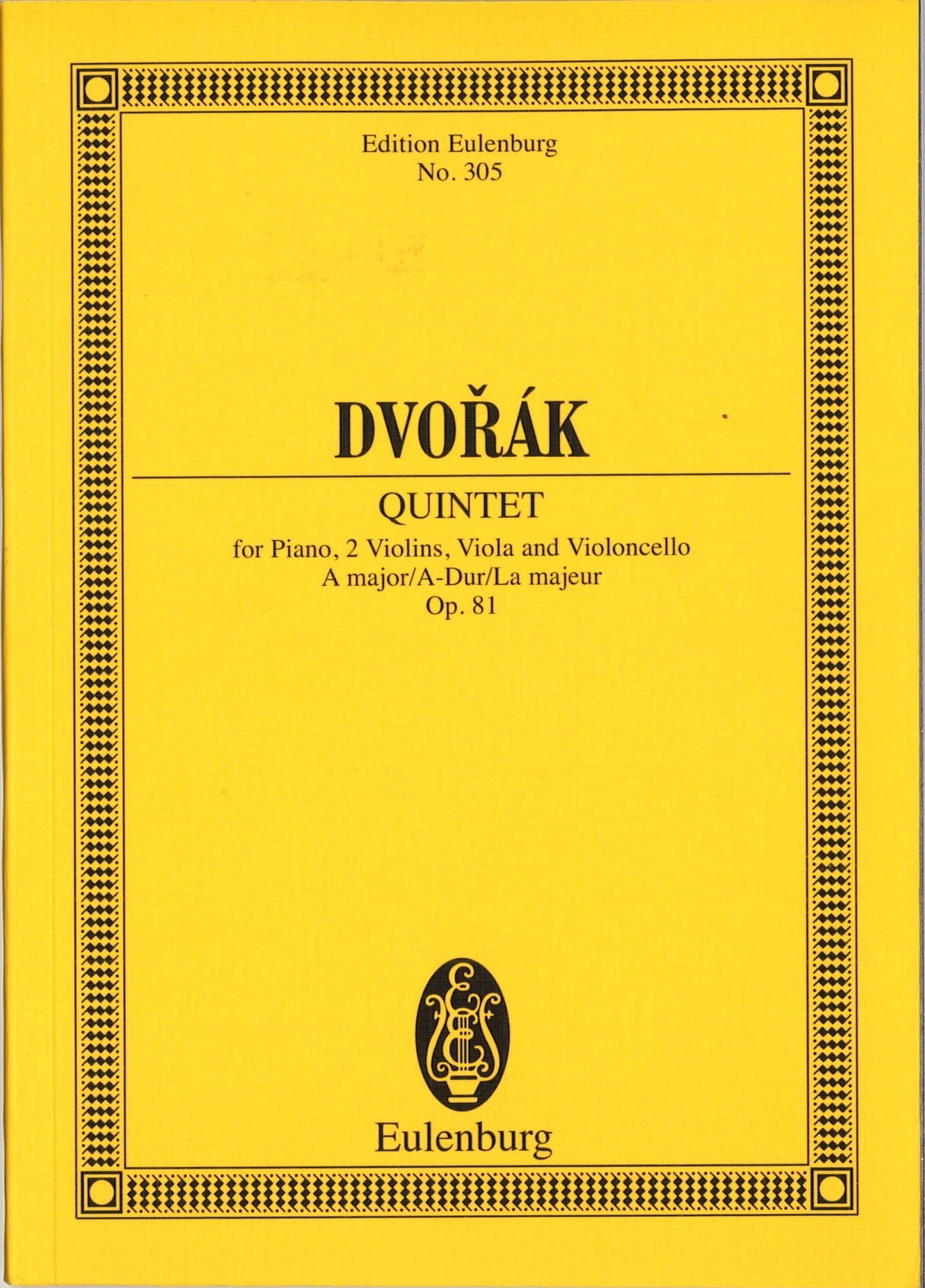Dvorak, Piano Quintet op. 81 in A (Eulenburg)