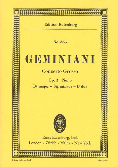 Geminiani, Concerto grosso op. 3/5 (Eulenburg)
