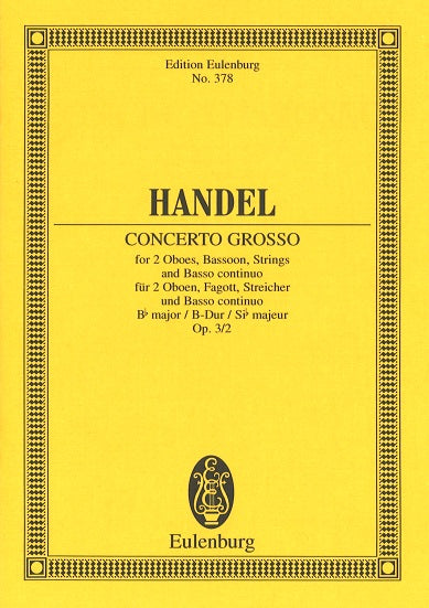 Handel, Concerto grosso op.3/2 in Bb (Eulenburg)