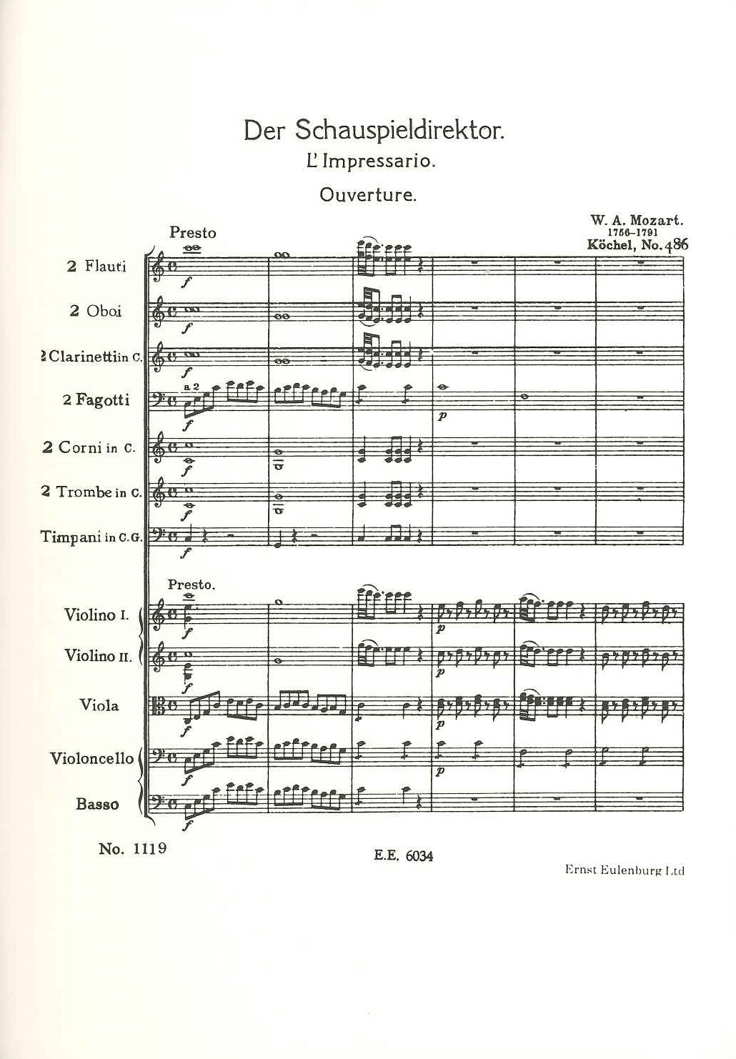 Mozart, Ov KV 486 Schauspieldirektor (Eulenburg)