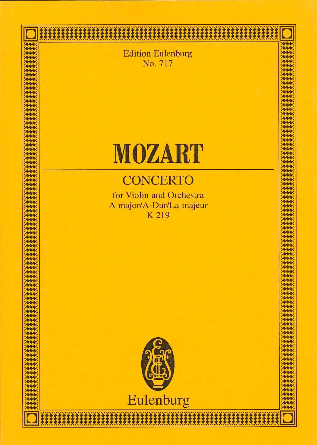 Mozart, Concerto for Violin KV 219 in A (Eulenburg)