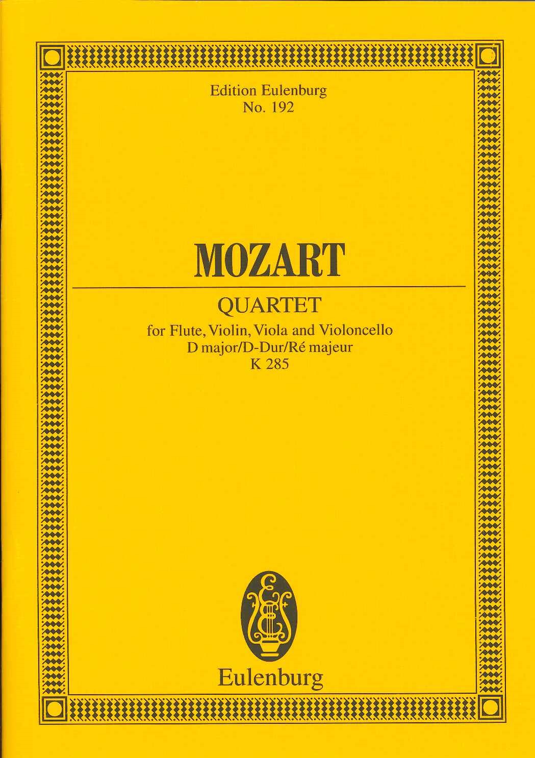 Mozart, Quartet KV 285 in D (Fl,Str) (Eulenburg)