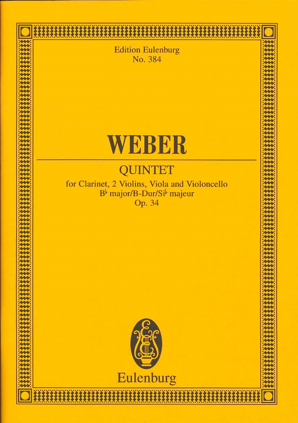 Weber, Clarinet Quintet in Bb op. 34 (Eulenburg)