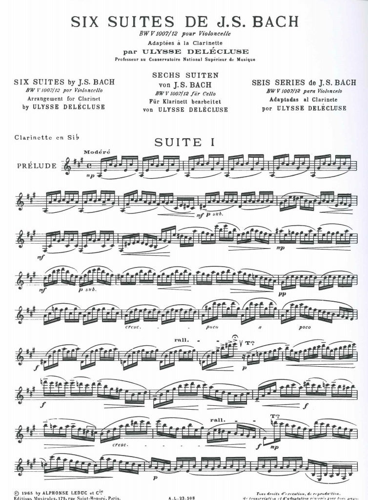Bach, Suites BWV 1007-12 (Cl Solo) (Leduc)
