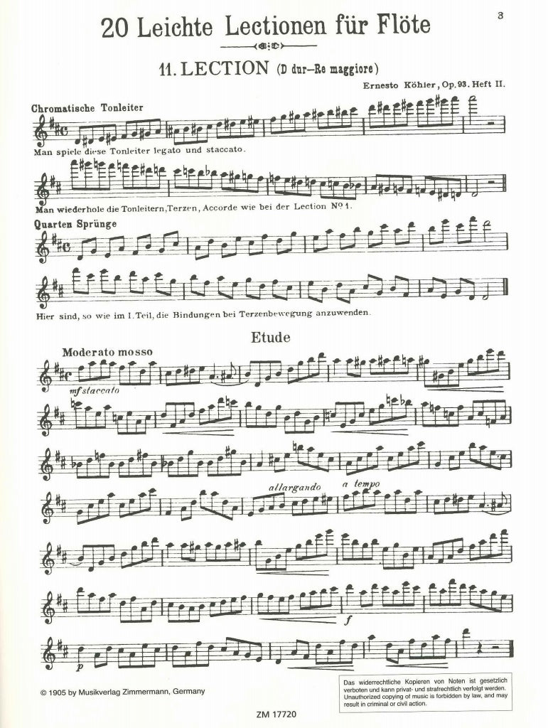 Kohler, 20 Lektionen op. 93, 2 (Zimmermann)