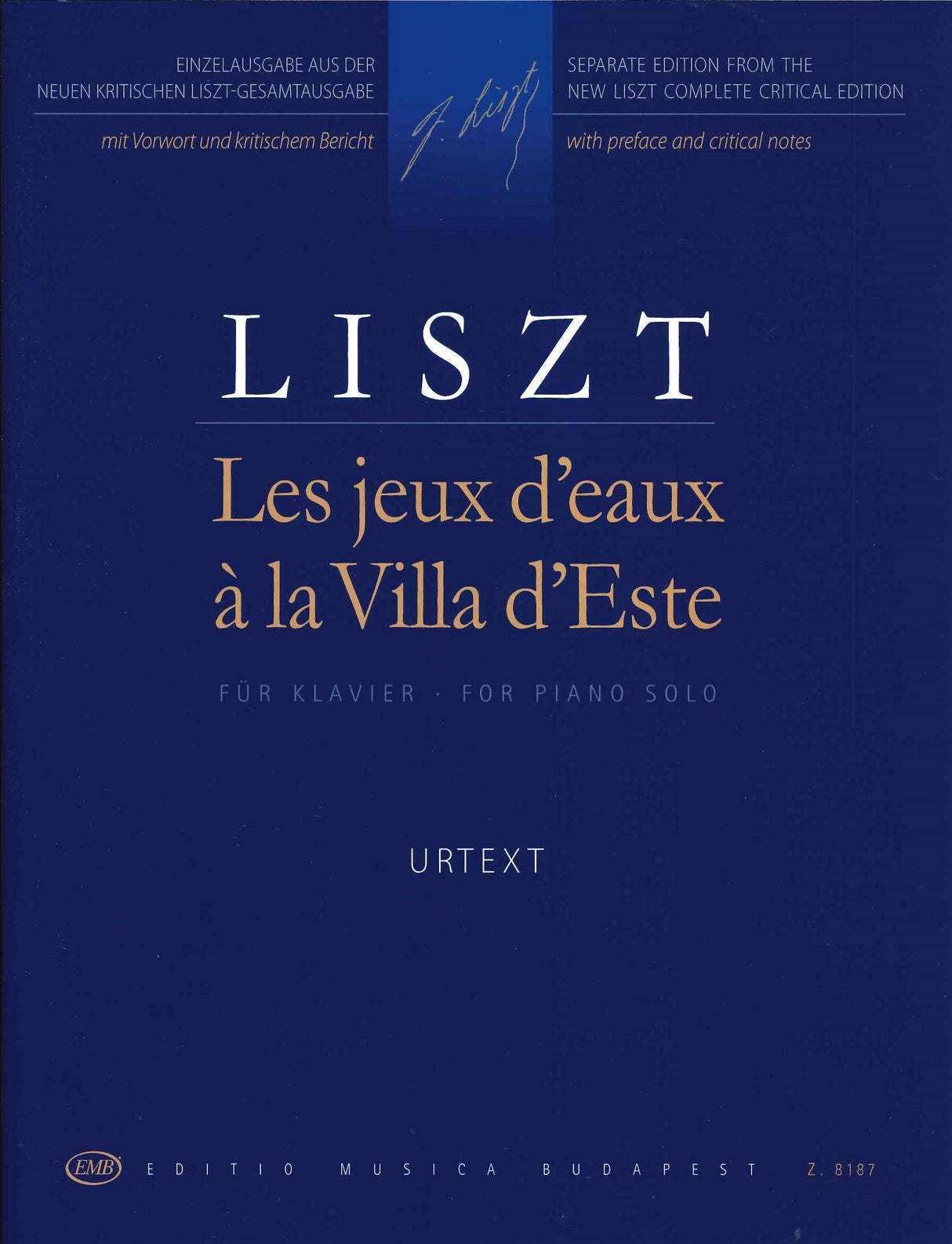 Liszt, Jeux d'eaux a la Villa d'Este (Editio Musica Budapest)