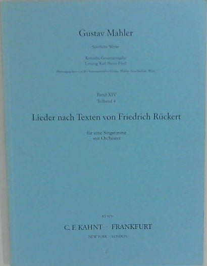 Mahler, Lieder nach Texten von F.Ruckert (Kahnt)