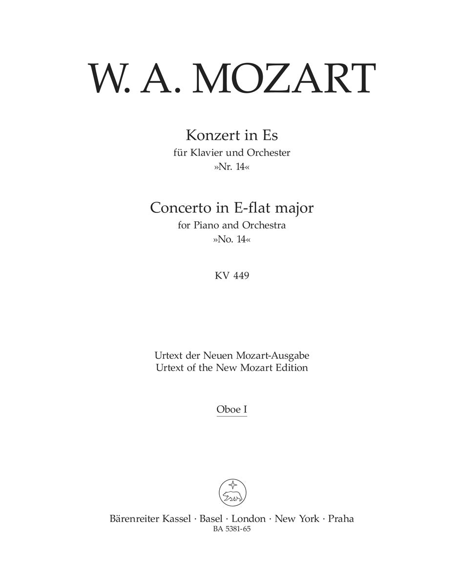 Mozart, Concerto KV 449 in Eb Wind Set (Barenreiter)