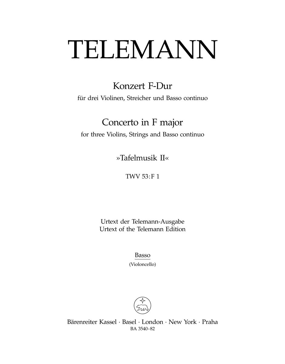 Telemann, Tafelmusik 2, Conc Vc/CB (Barenreiter)