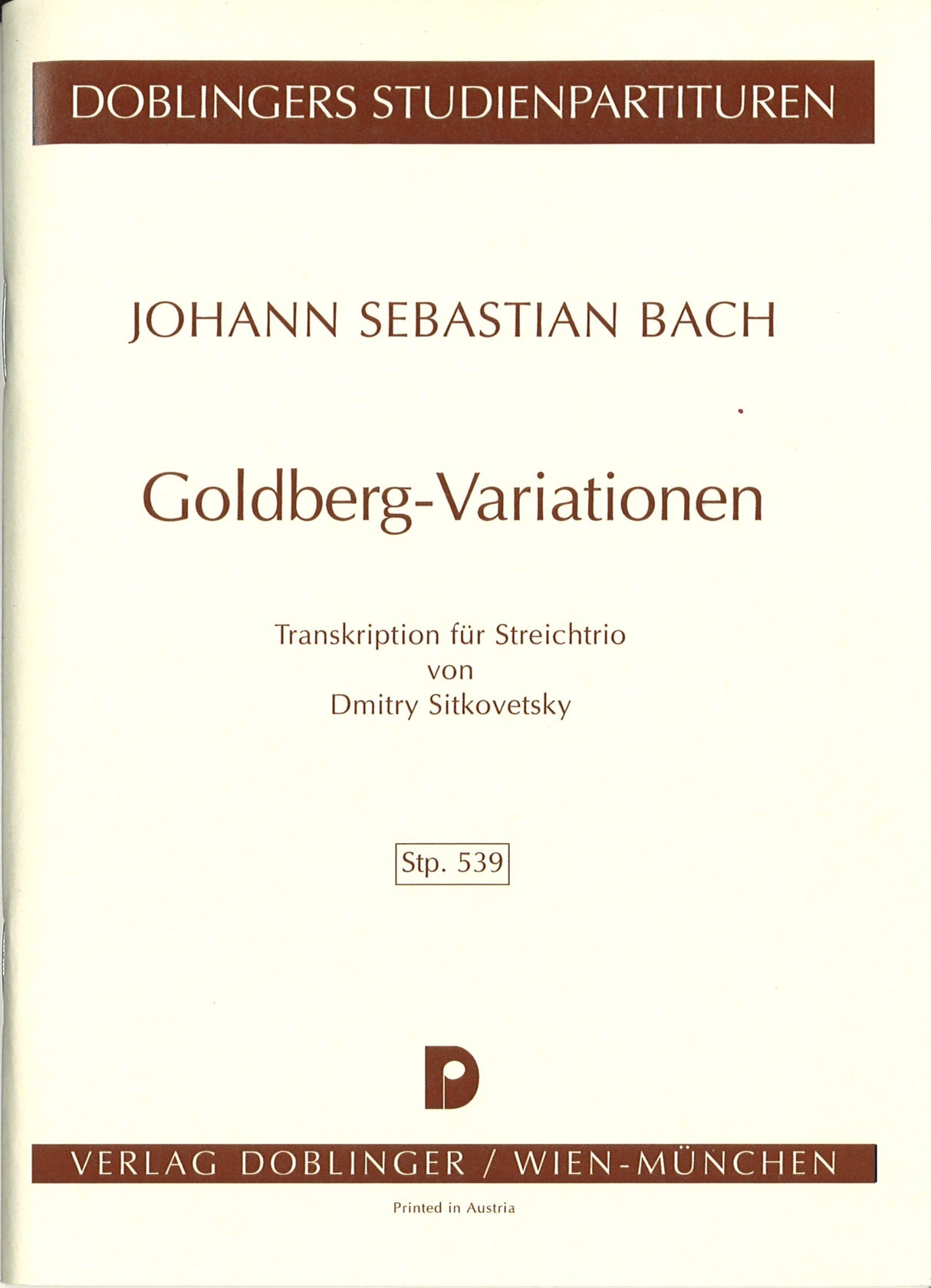 Bach, Goldberg Variationen (Trio) Score (Doblinger)