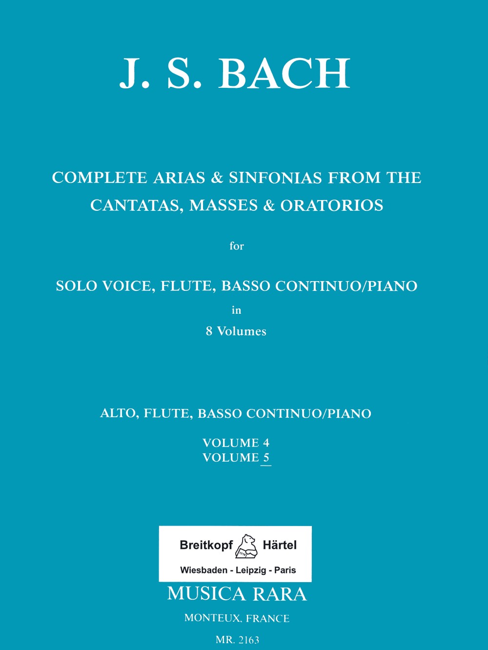 Bach, Complete Arias 5 (Alt,Fl,Bc/Pf) (Musica Rara)