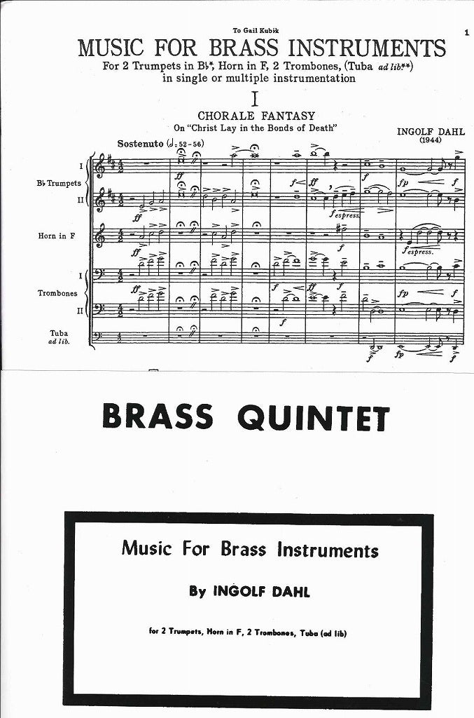 Dahl, Music for Brass Instruments (Qnt) (Warner Bros/Alfred)