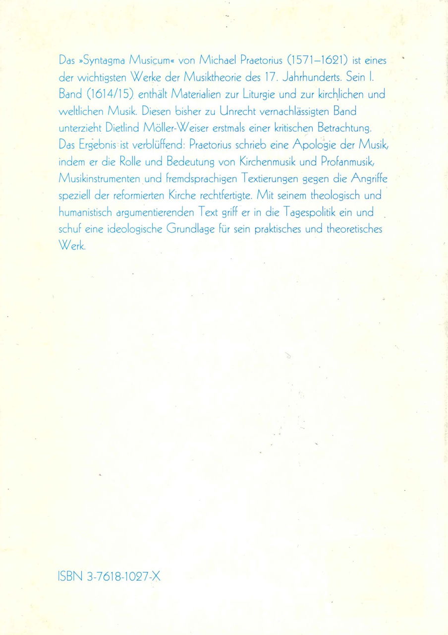 Untersuchungen zum Syntagma Musicum (Barenreiter)