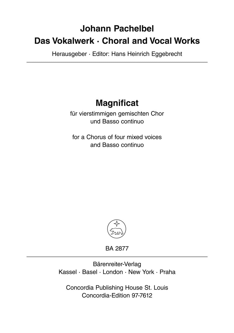 Pachelbel, Magnificat anima mea (Barenreiter)