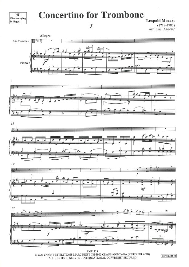 Mozart,L., Concertino for Trombone (M.Reift)