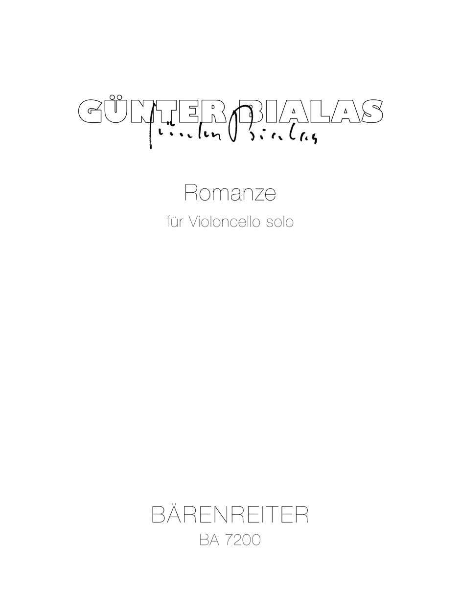Bialas, Romanze fur Violoncello Solo (Barenreiter)