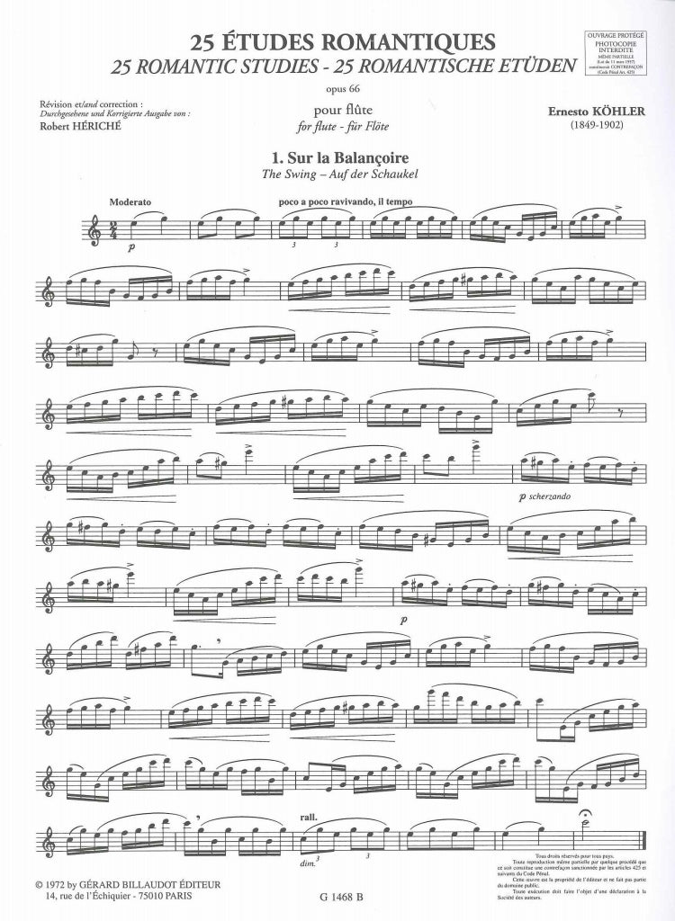 Kohler, Etudes romantique op. 66 (Billaudot)
