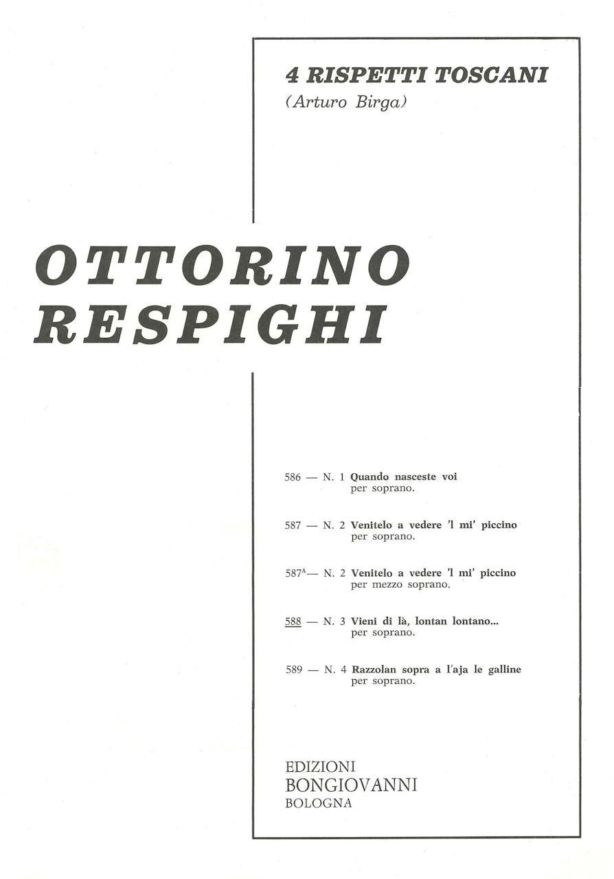 Respighi, 4 Rispetti toscani, 3: Viene (Bongiovanni)