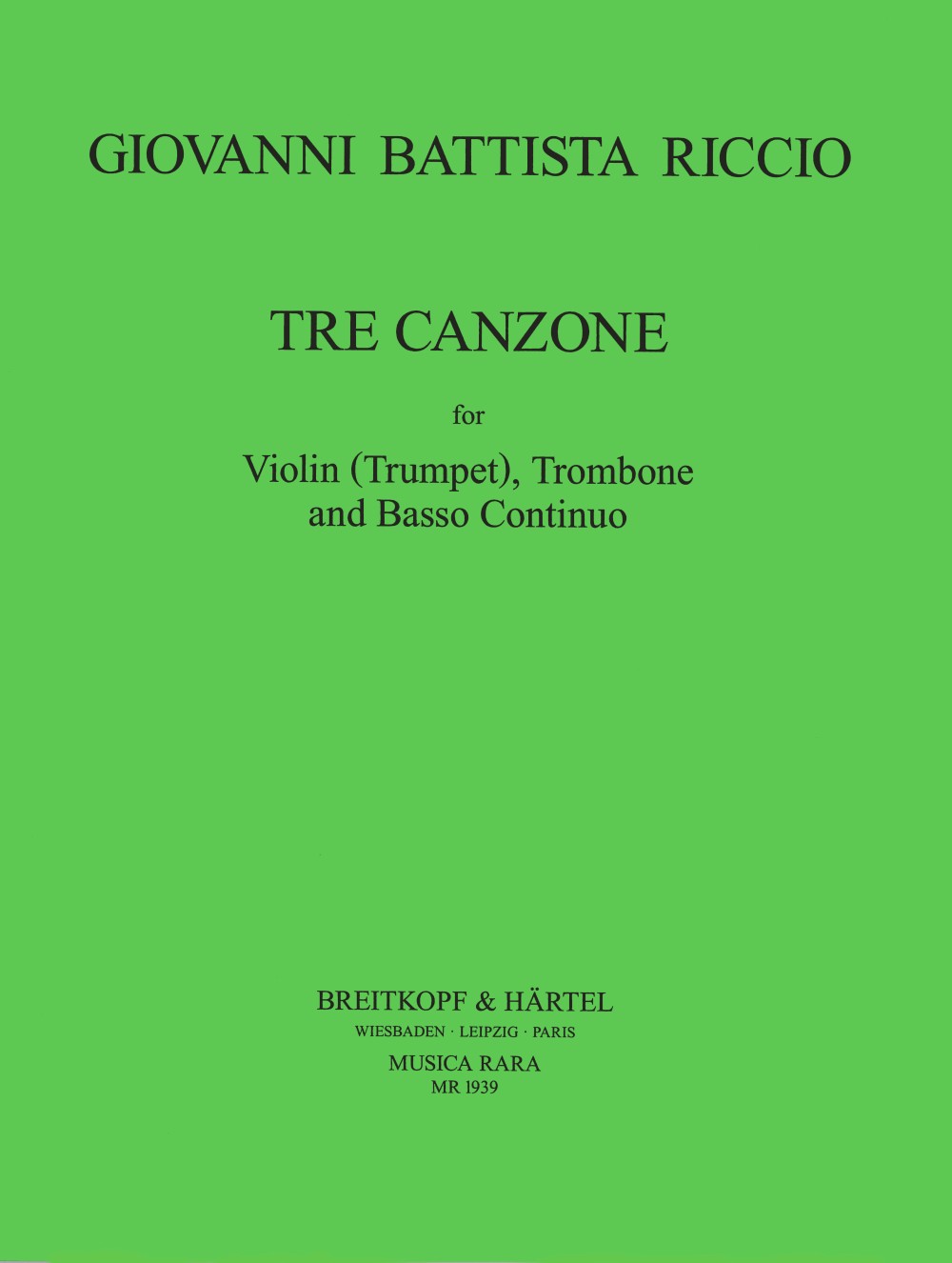 Riccio, Canzonas (3) (Tp,Tbn,Bc) (Musica Rara)