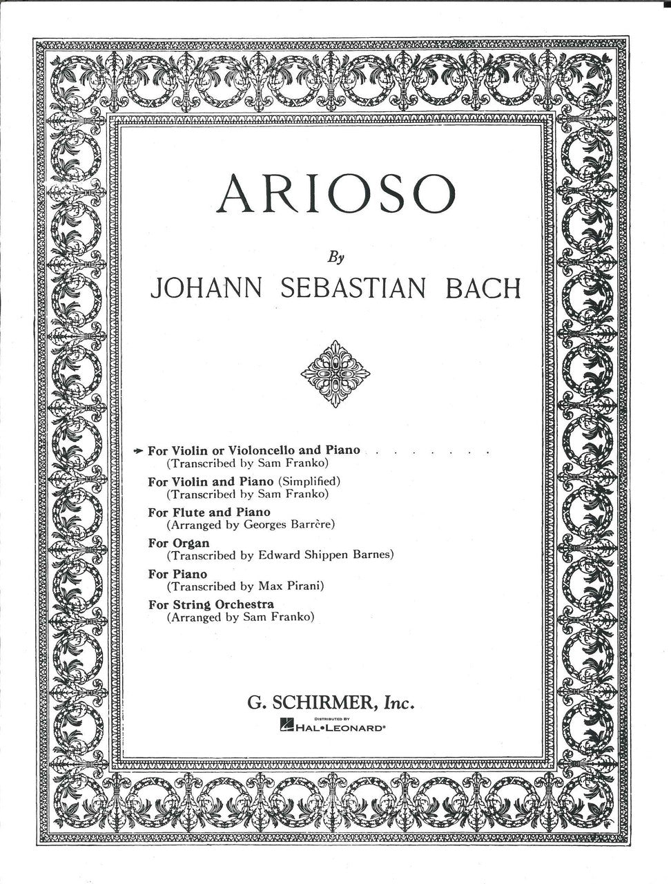 Bach, Arioso (Vn/Vc,Pf) (G.Schirmer)
