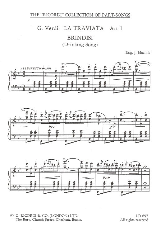 Verdi, Brindisi (La Traviata) (Sop,Ten) (Ricordi)