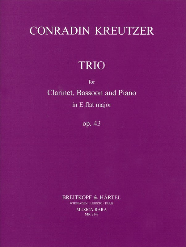 Kreutzer, Trio op.43 in Eb (Cl,Bn/Vc,Pf) (Musica Rara)
