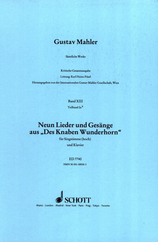 Mahler, 9 Lieder & Gesange (13/2a/hoch) (Schott)