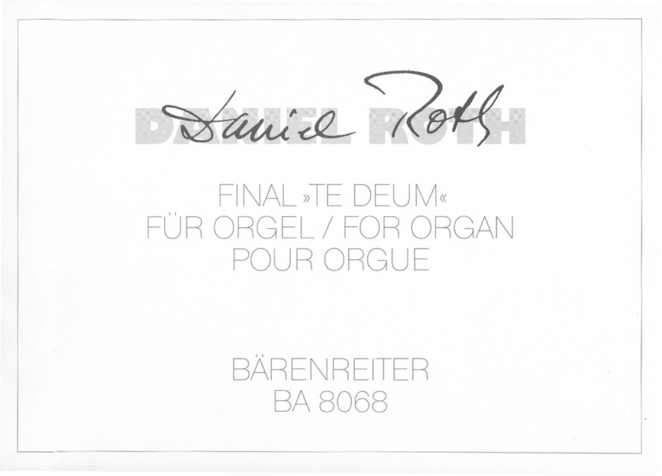 Roth, Final 'Te Deum' (1981) (Barenreiter)