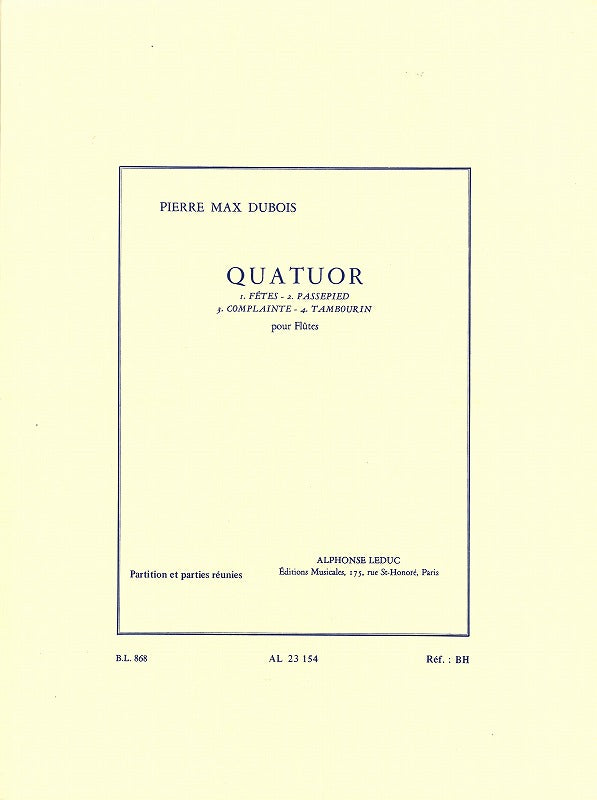 Dubois, Quatuor pour flutes (4Fl) (Leduc)