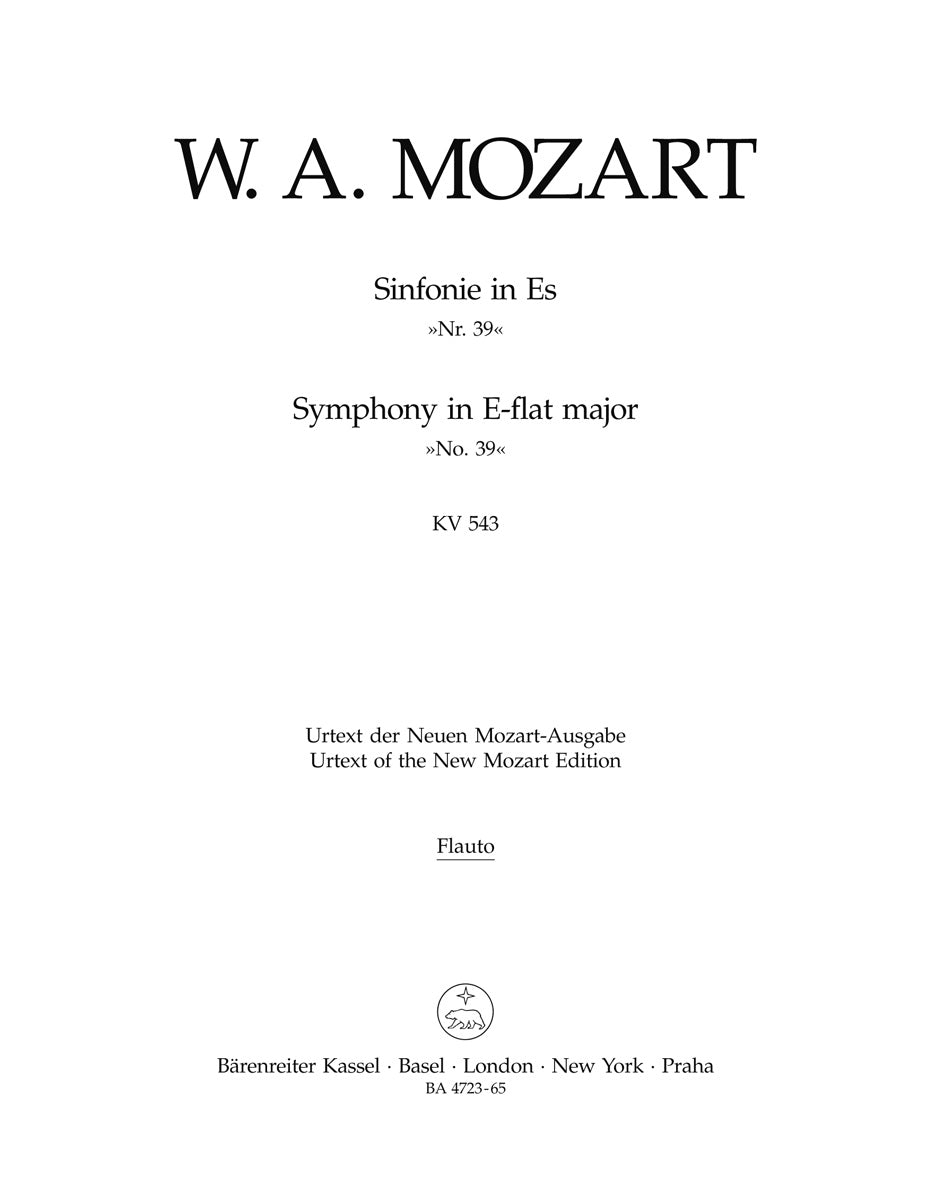 Mozart, Symphony No. 39 KV 543 Wind Set (Barenreiter)