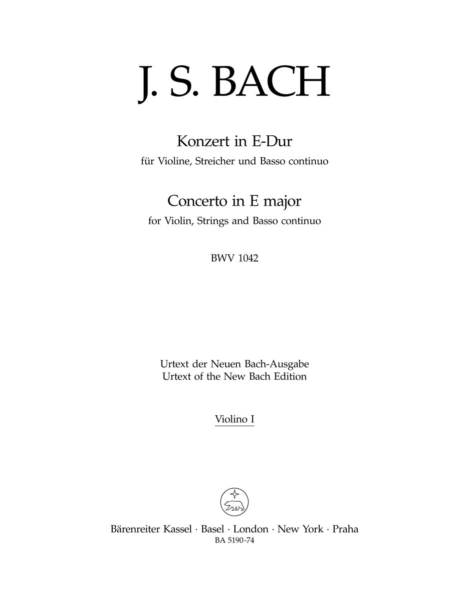Bach, Concerto BWV 1042: Violin I (Barenreiter)