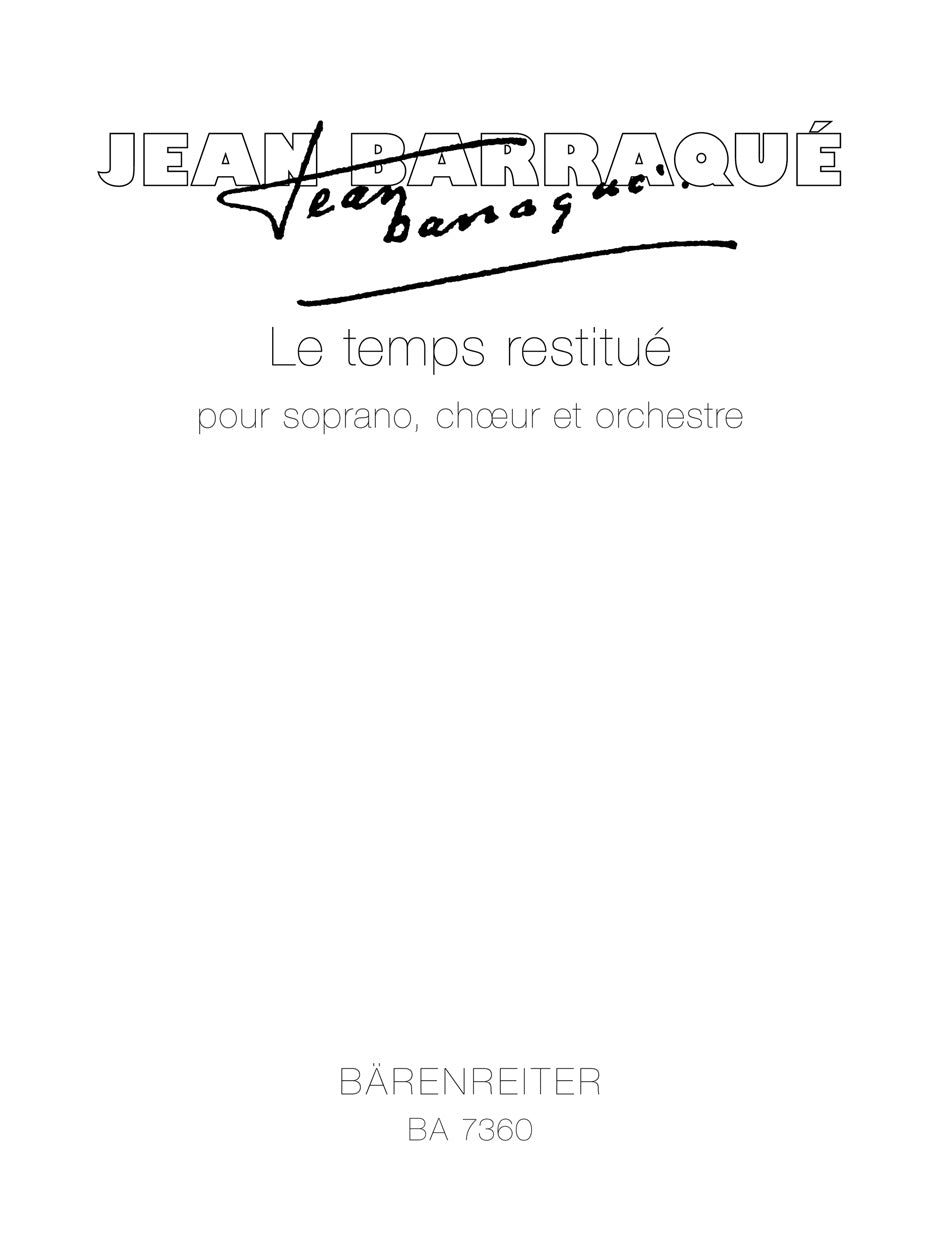 Barraque, Le temps restitue (Score) (Barenreiter)