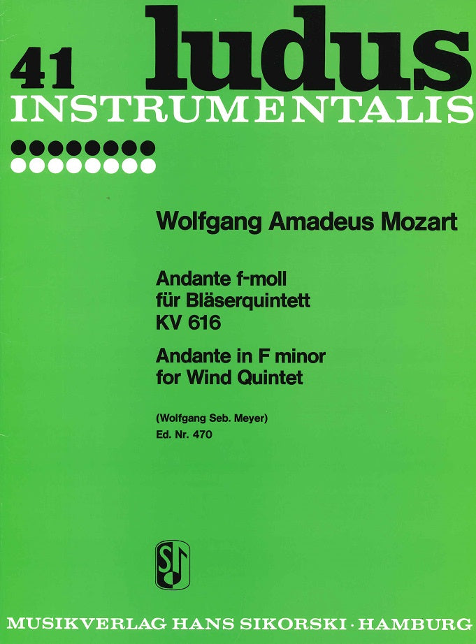 Mozart, Andante KV.616 in F (Quintett) (Sikorski)