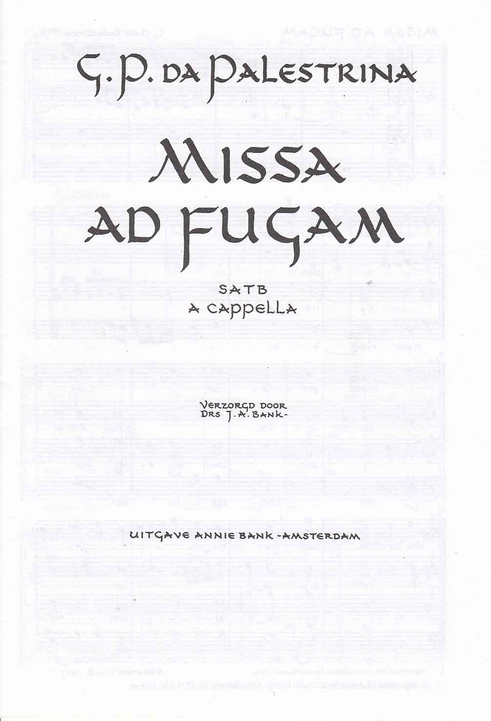 Palestrina, Missa ad fugam (SATB) (Annie Bank/Harmonia)