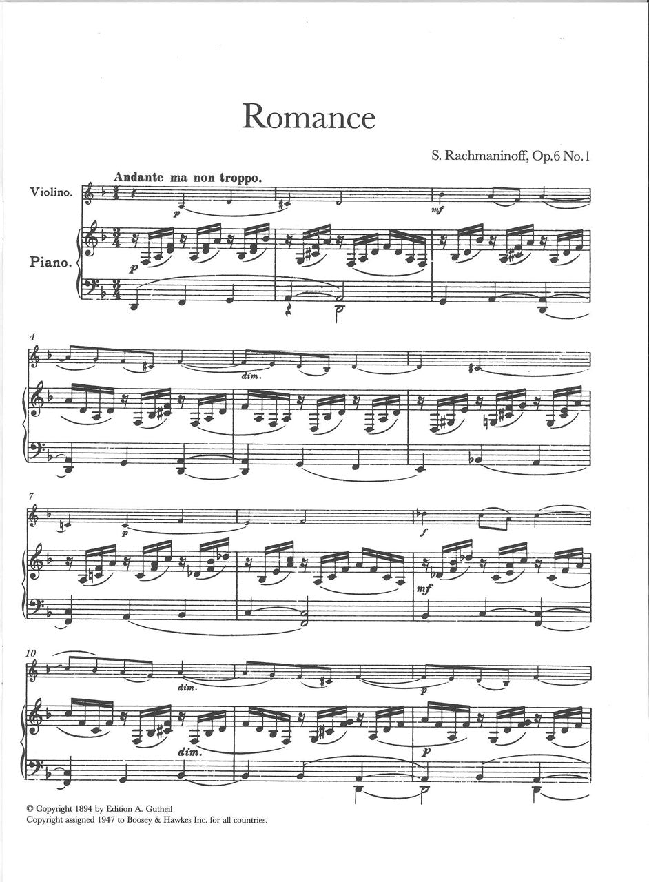 Rachmaninoff, Morceaux de salon op. 6 (Boosey)