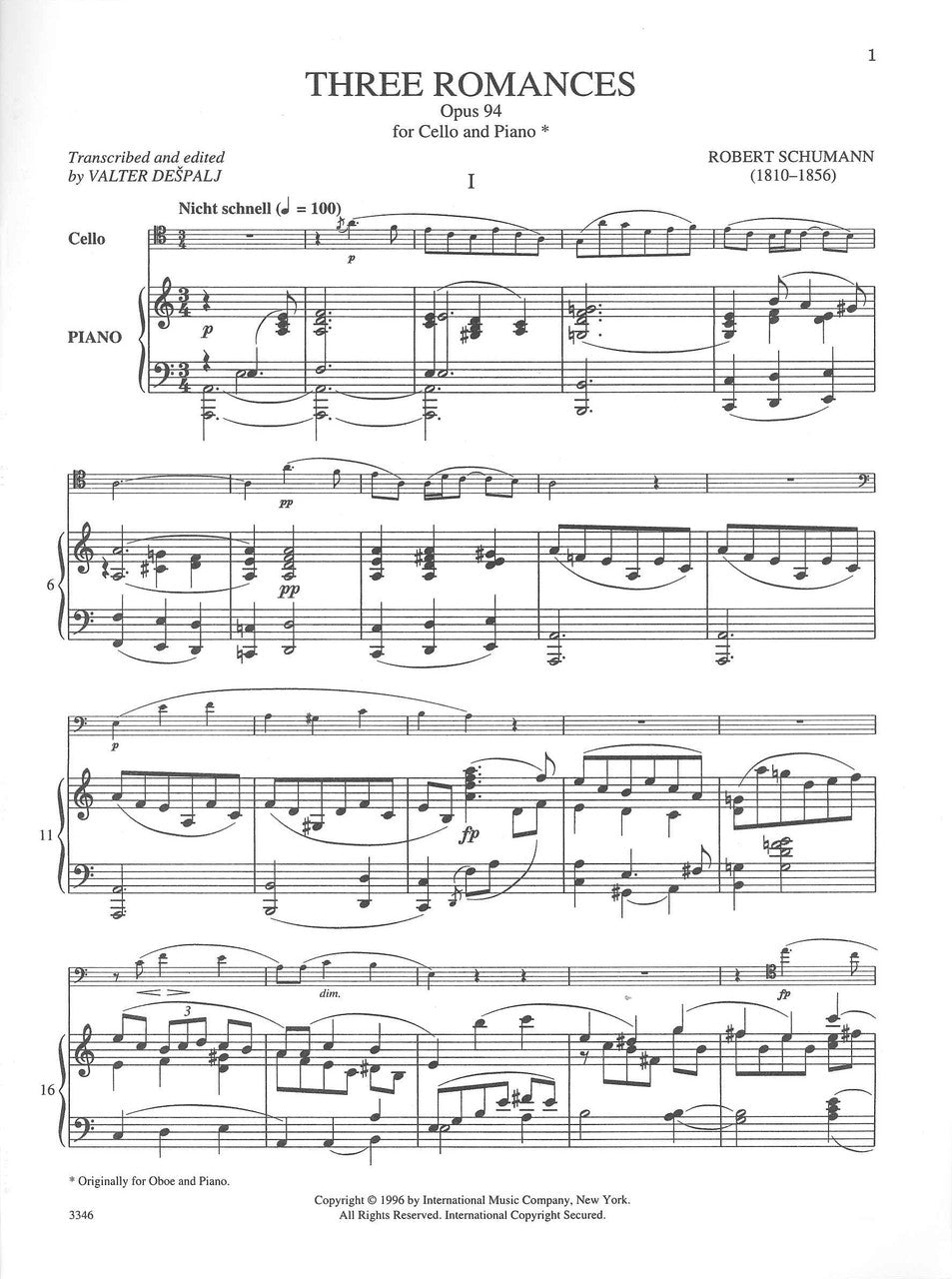 Schumann, 3 Romances op. 94 (Despalj) (IMC)