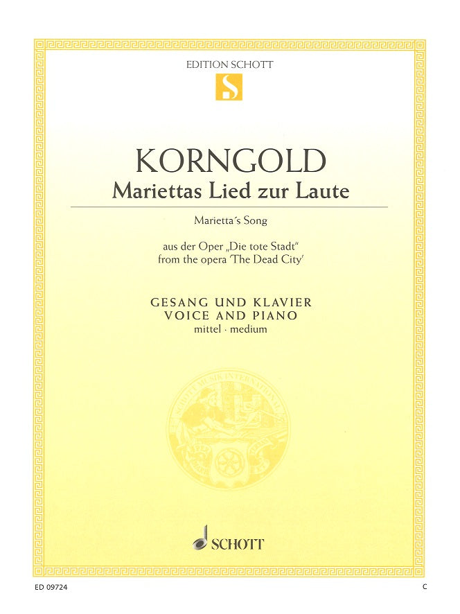 Korngold, Tote Stadt-Gluck das mir (Med) (Schott)