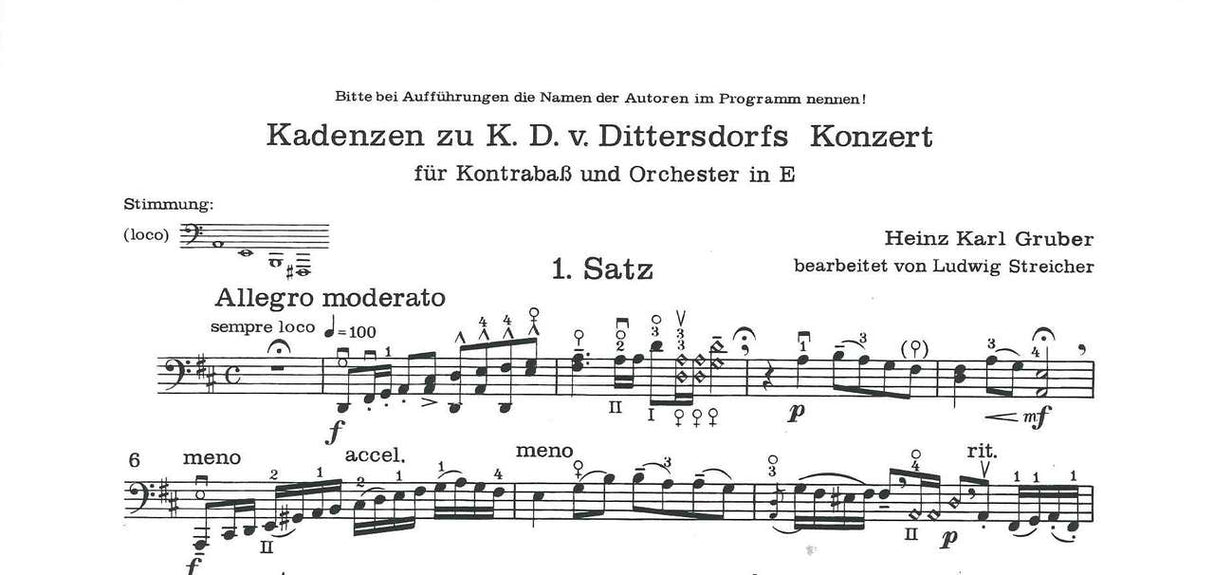 Dittersdorf/Gruber, Concerto E, Cadenz (Doblinger)