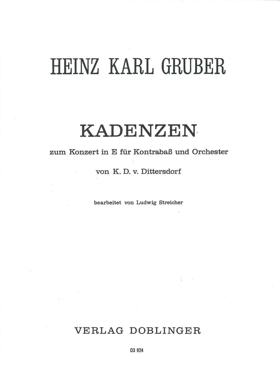 Dittersdorf/Gruber, Concerto E, Cadenz (Doblinger)