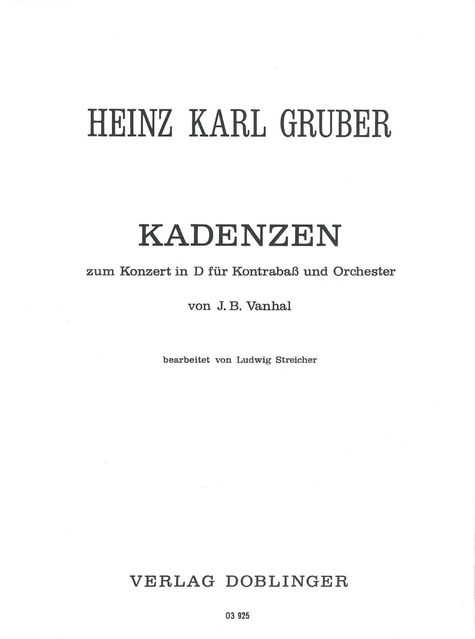 Vanhal/Gruber, Concerto, Cadenzas (Doblinger)