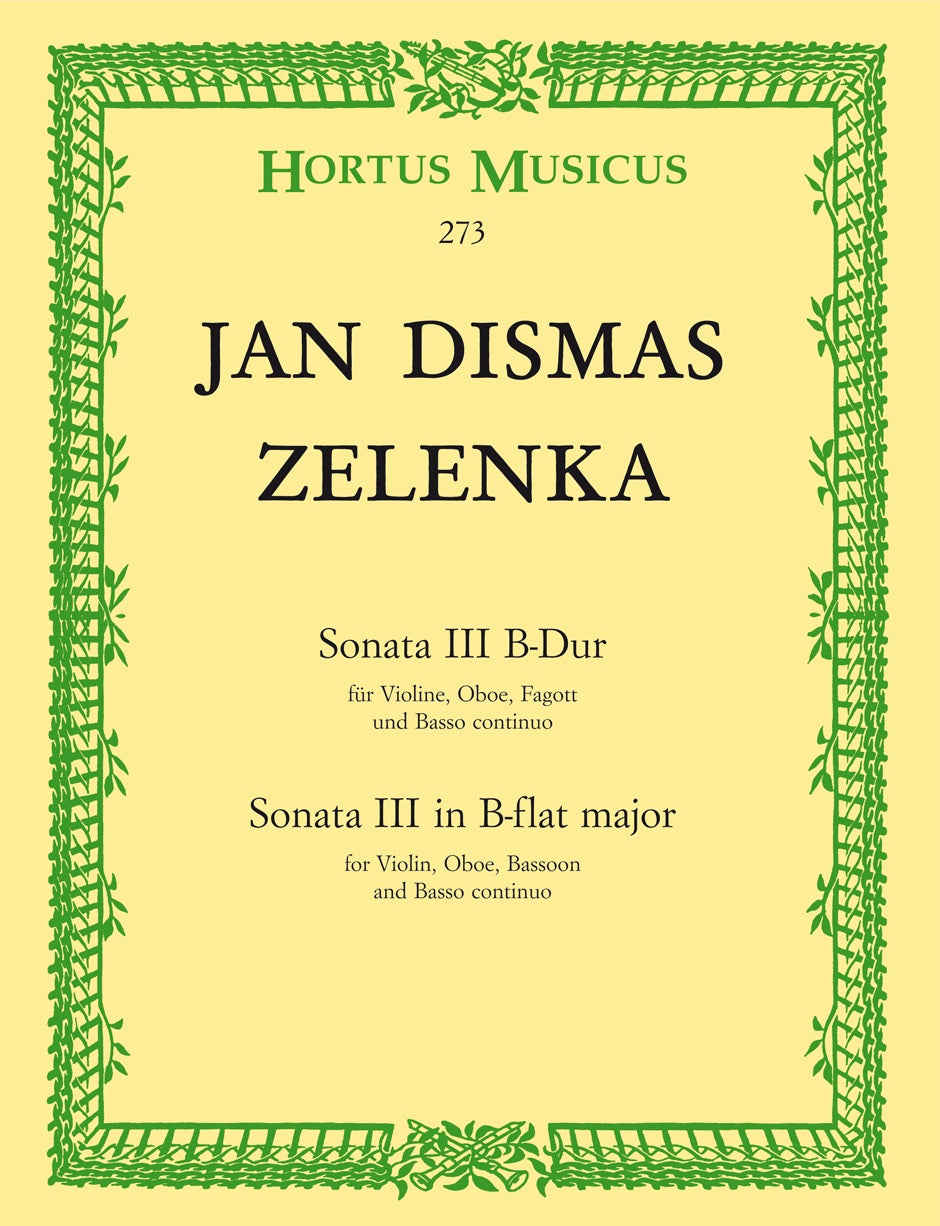 Zelenka, Sonata No. 3 in Bb(Ob,Vn,Bn,Bc) (Barenreiter)