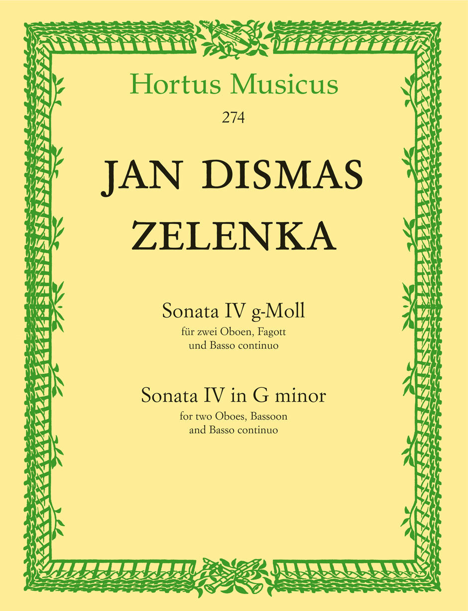 Zelenka, Sonata No. 4 in g (2Ob,Bn,Bc) (Barenreiter)