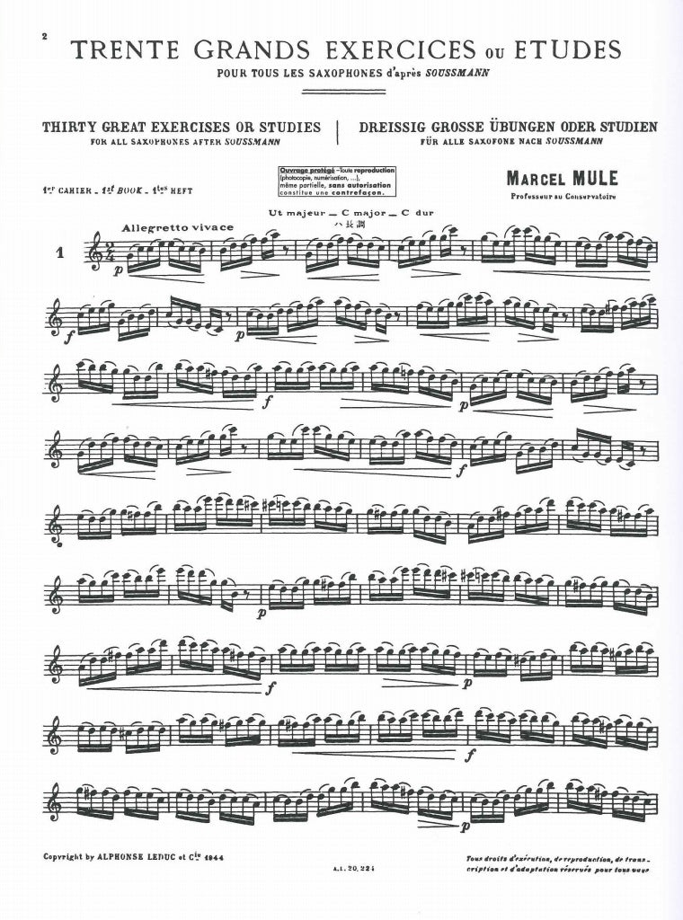 Mule, 30 Grands Exercices ou Etudes, 1 (Leduc)