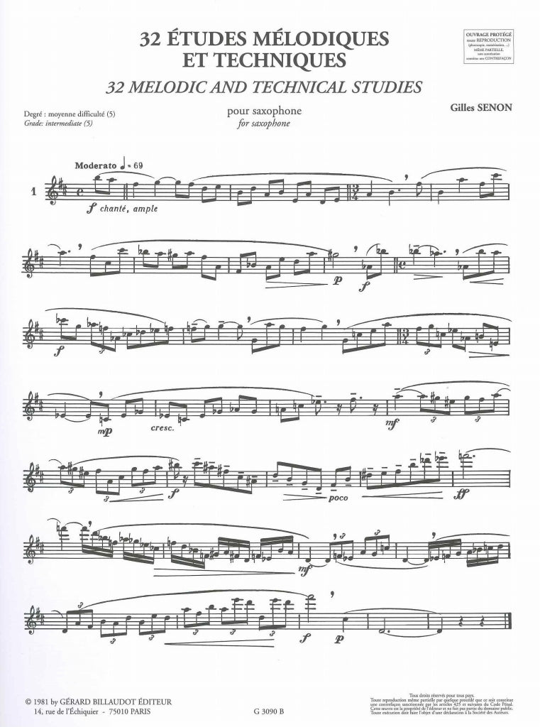 Senon, 32 Etudes melodiques & techniques (Billaudot)