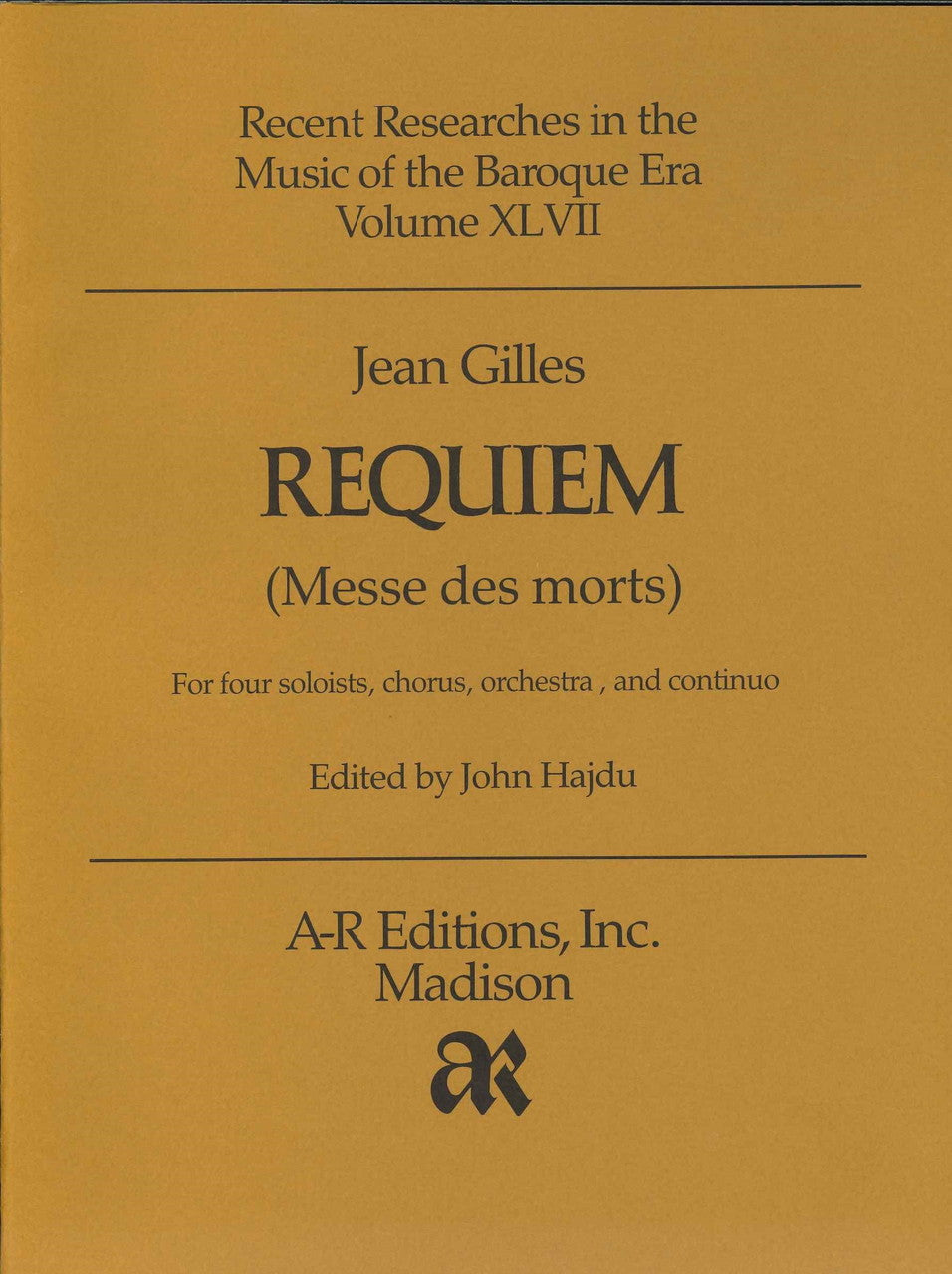 Gilles, Requiem (B 47) (A-R Editions)