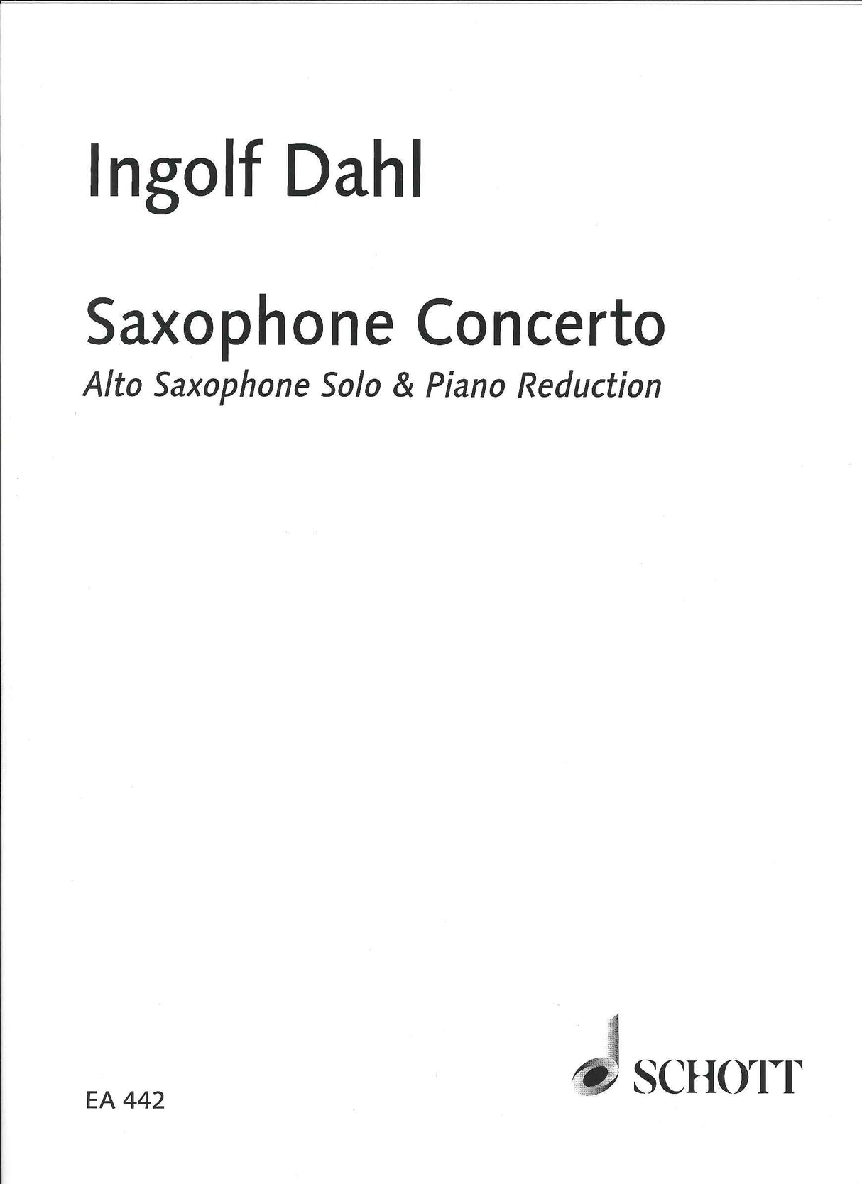 Dahl, Concerto, for Alto Saxophone (European American/Schott)